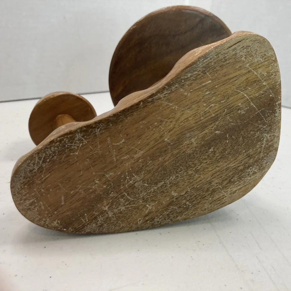 Vtg Mushroom MCM Monkey Pod Wood Tree Philippines 60s Appetizer Toothpick Holder